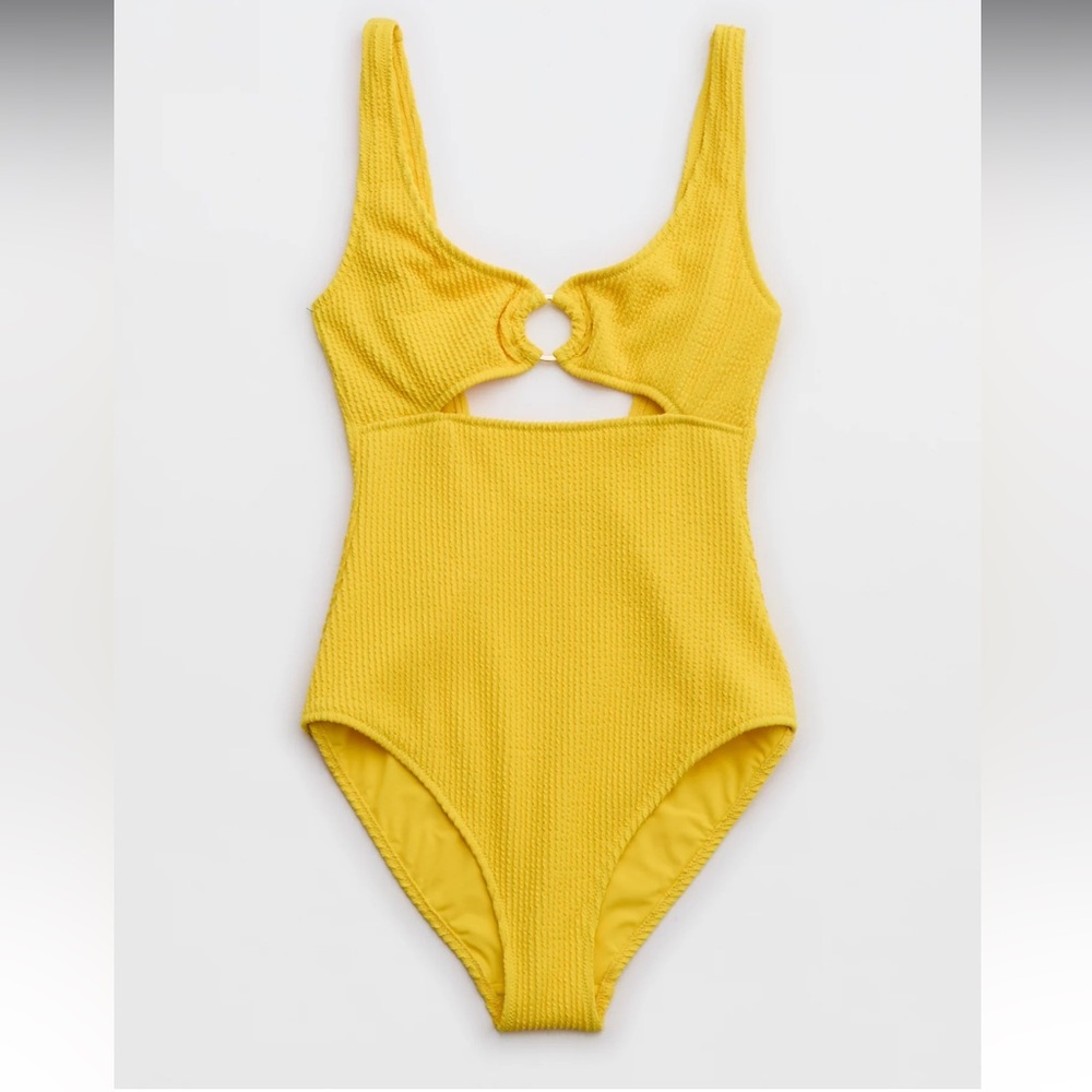 NWT Aerie Crinkle Ring Full Coverage One Piece Swimsuit L